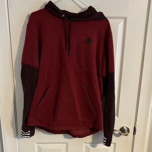 Adidas Men's Maroon and Black Hoodie
